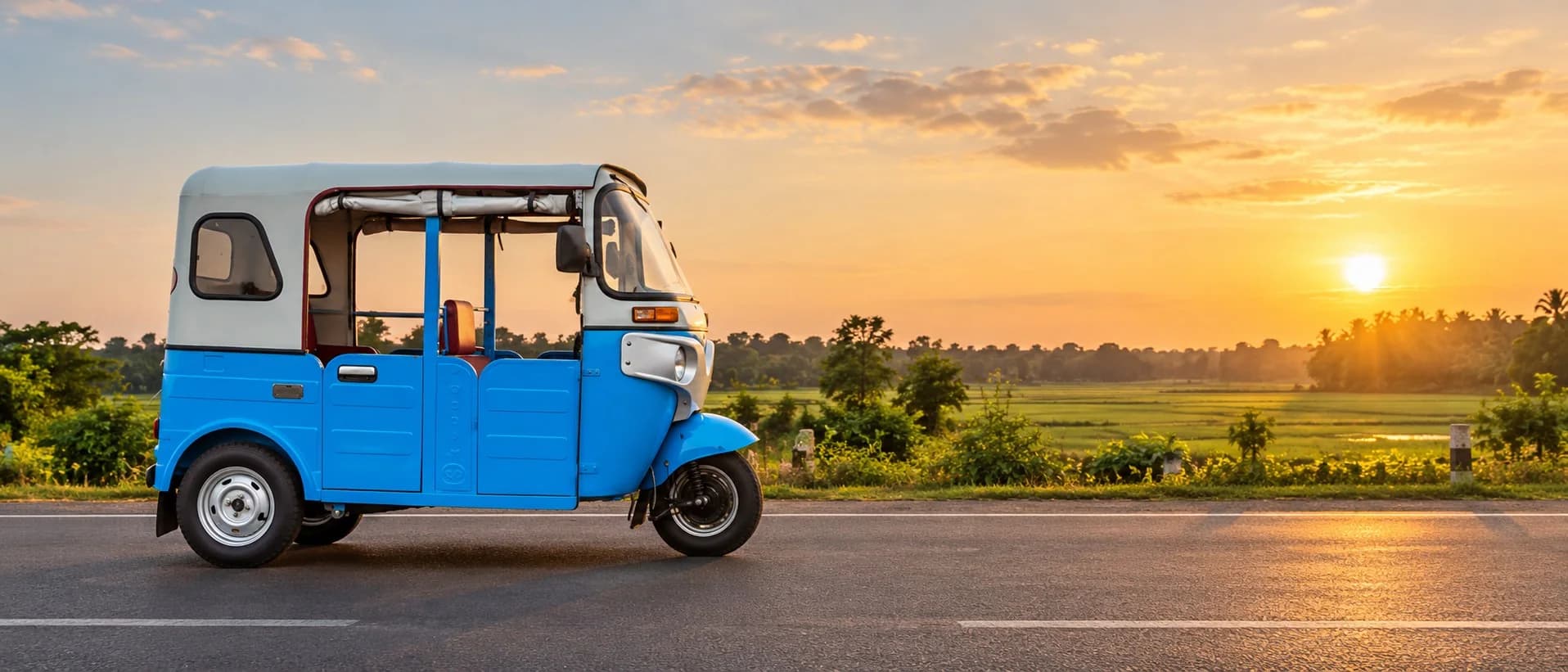 Torrit EV by Monir Auto Engineering on the road at sunset